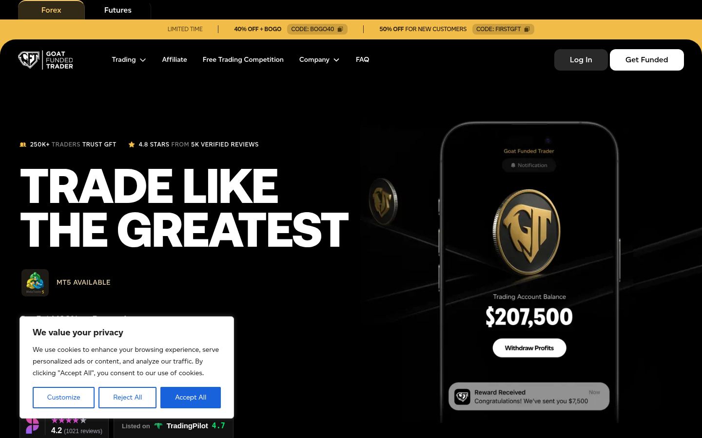 Goat Funded Trader &middot; HOMEPAGE_SCREENSHOT