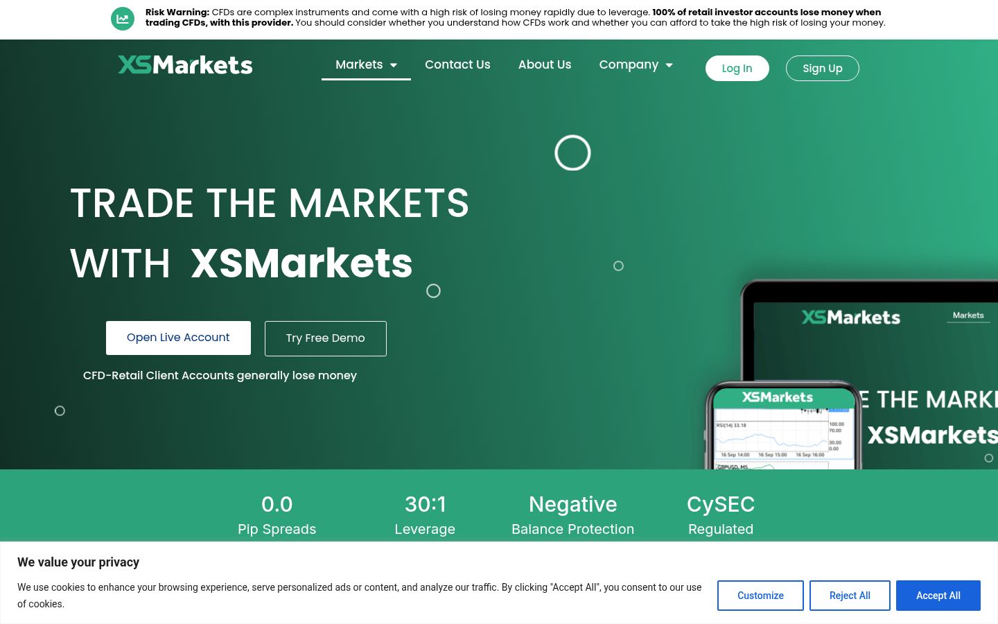 XS Markets &middot; снимок главной страницы (HOMEPAGE_SCREENSHOT)