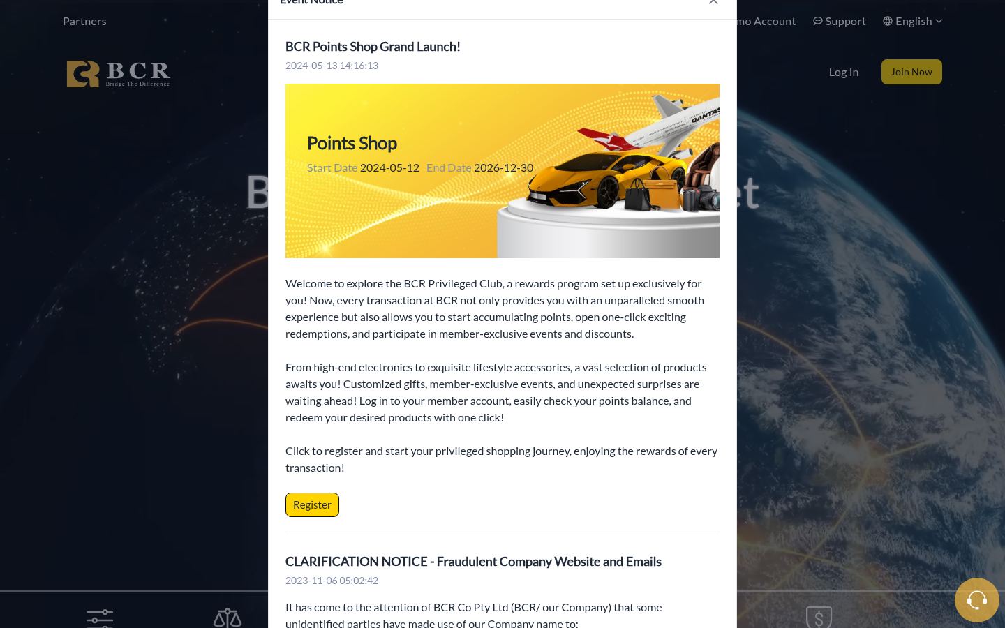 The BCR · HOMEPAGE_SCREENSHOT