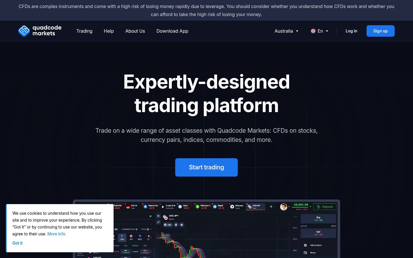 Quadcode Markets &middot; HOMEPAGE_SCREENSHOT