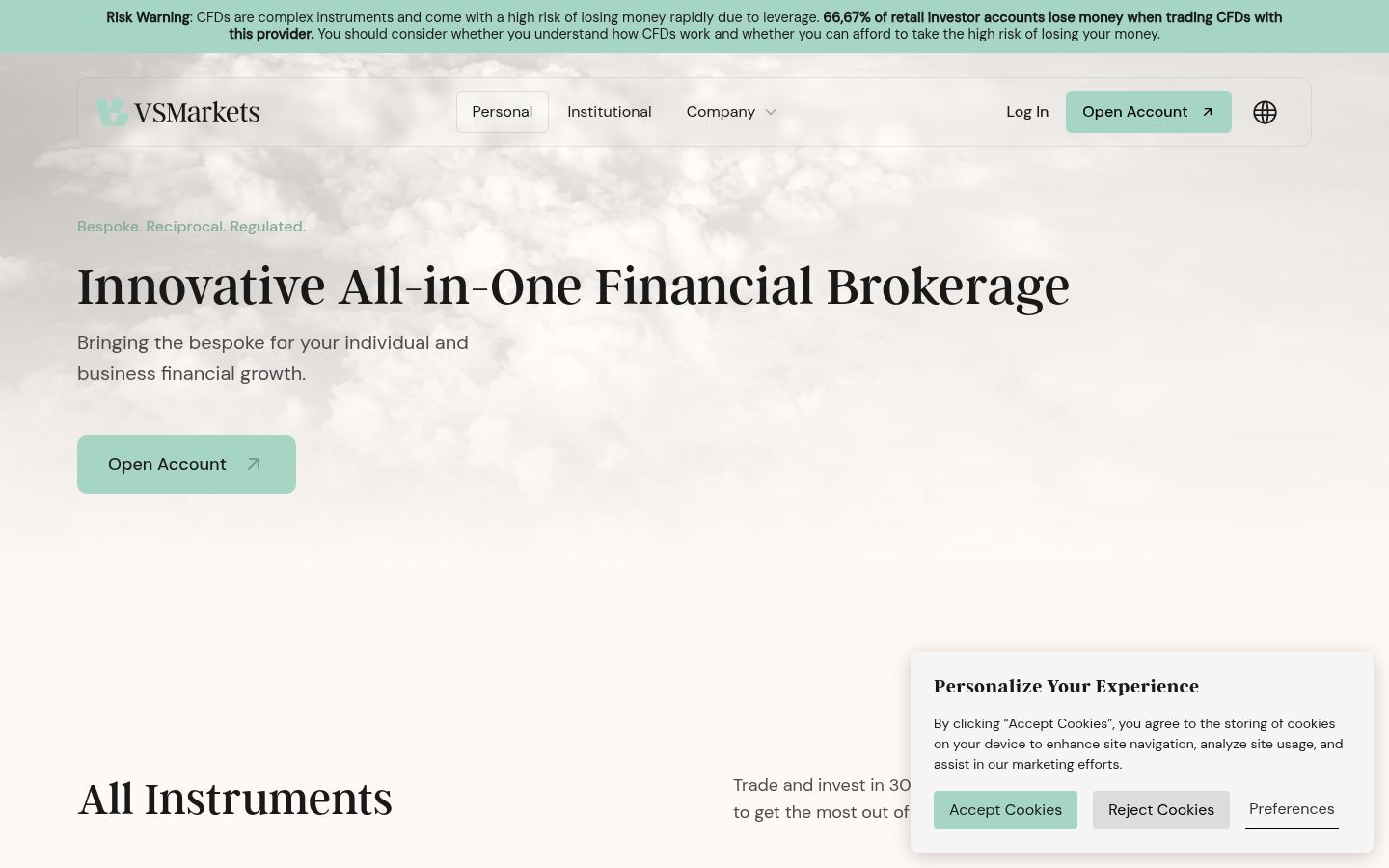 VSMarkets · CAPTURE DE LA PAGE D’ACCUEIL