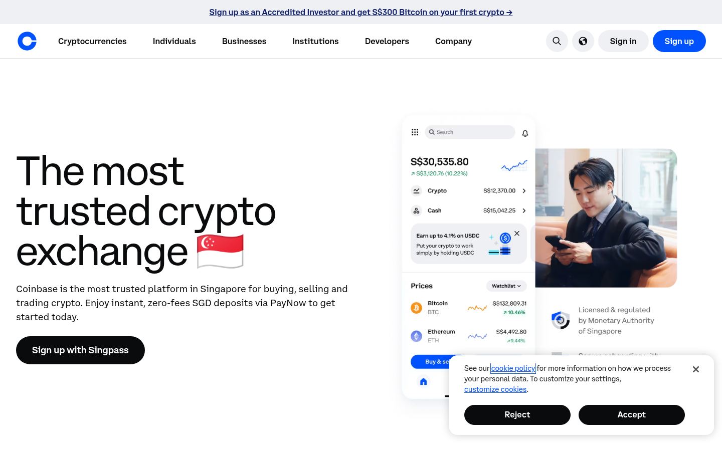 Coinbase &middot; CAPTURE DE LA PAGE D&rsquo;ACCUEIL