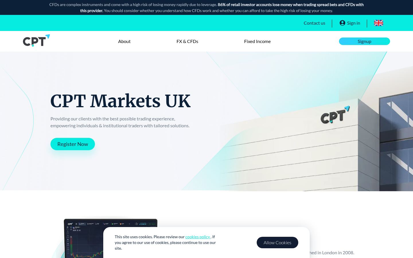 CPT Markets · CAPTURE DE LA PAGE D’ACCUEIL
