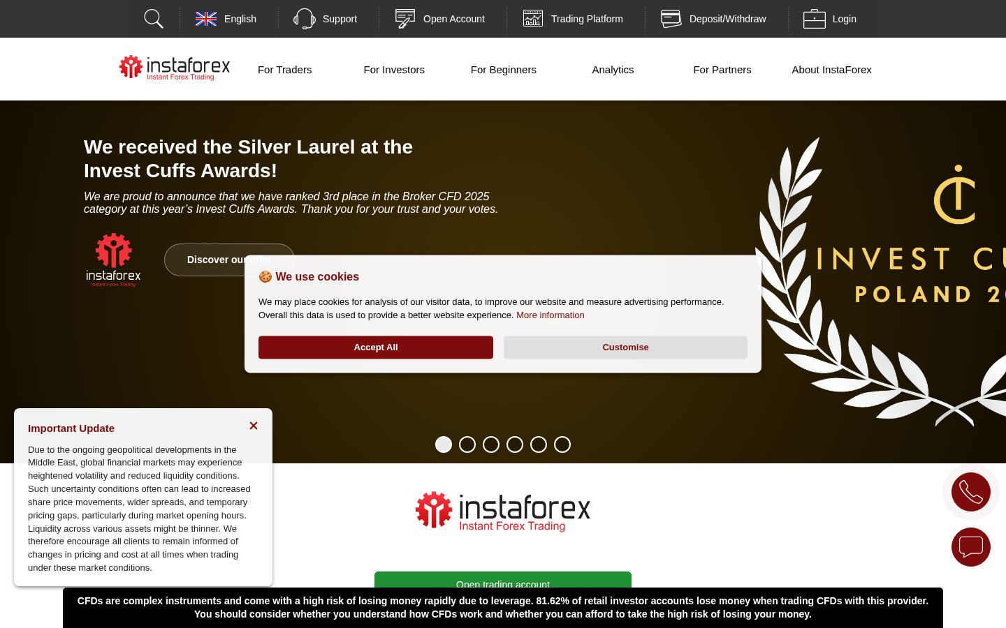 InstaForex · HOMEPAGE_SCREENSHOT