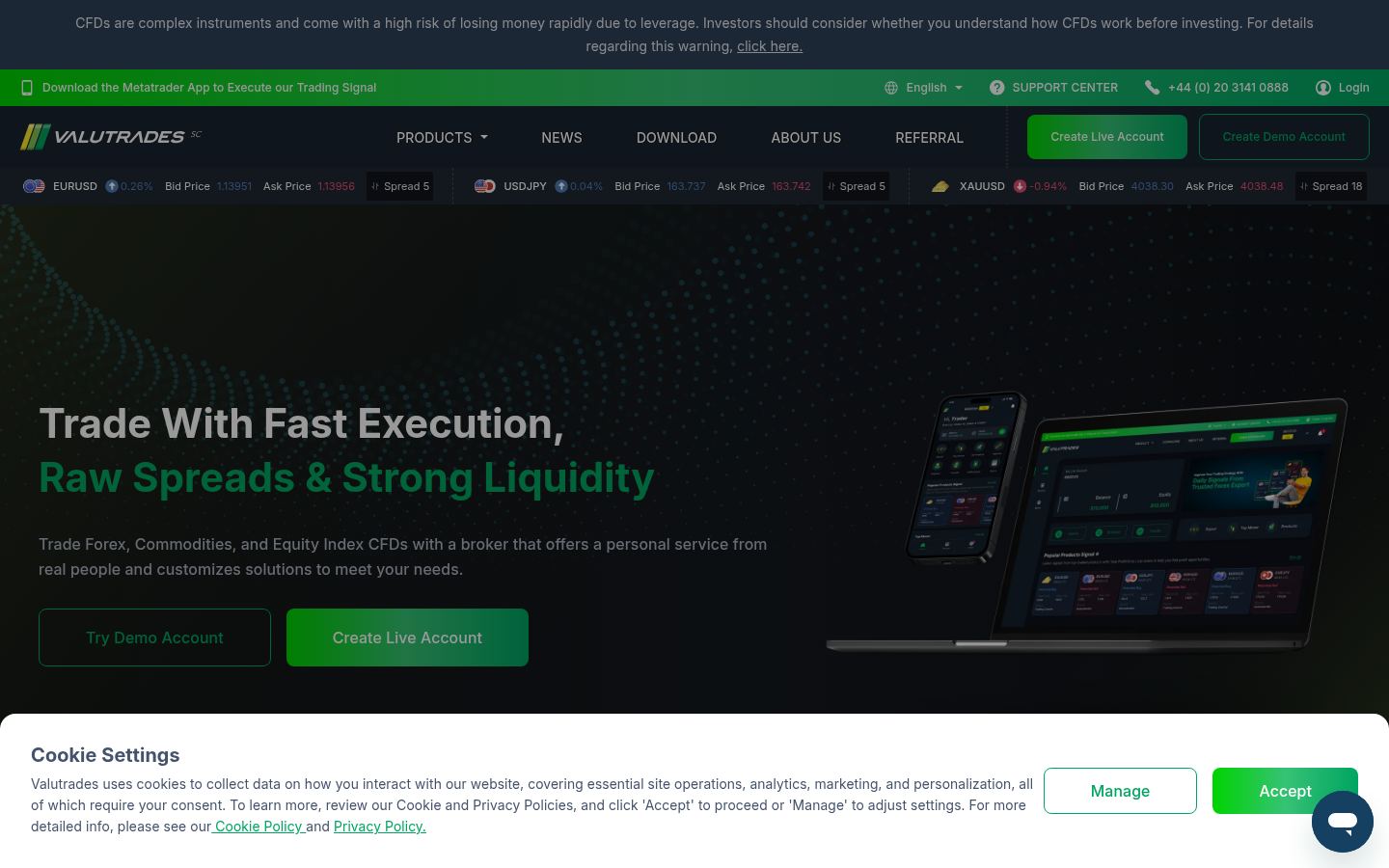 Valutrades &middot; HOMEPAGE_SCREENSHOT
