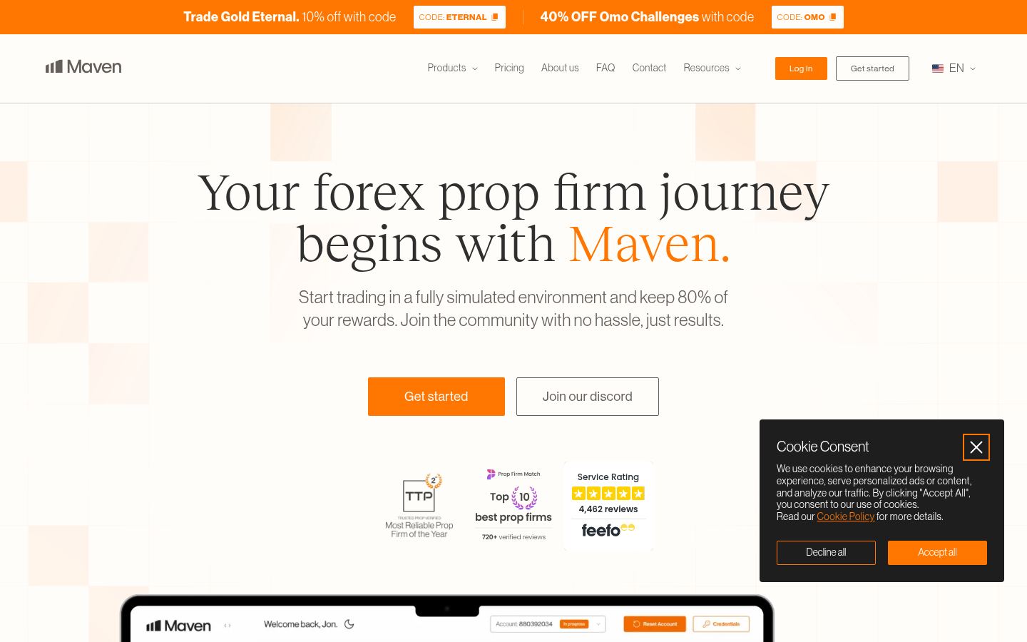 Maven Trading &middot; CAPTURE DE LA PAGE D&rsquo;ACCUEIL